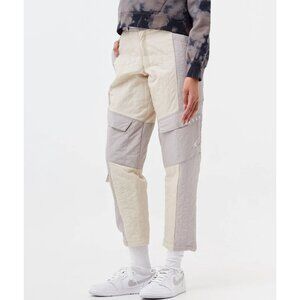 Jordan Women's Ivory Gray Cozy Girl Quilt Belted Utility Pants Size XL
